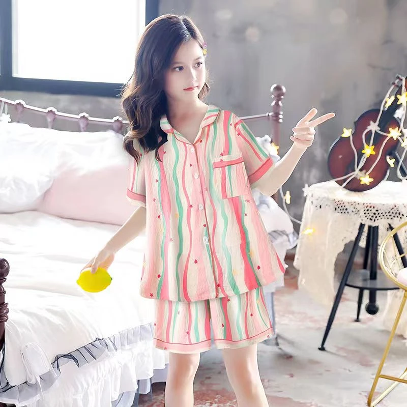 女童儿童多巴胺夏季睡衣女孩薄款短袖家居服中大童两件套装空调服