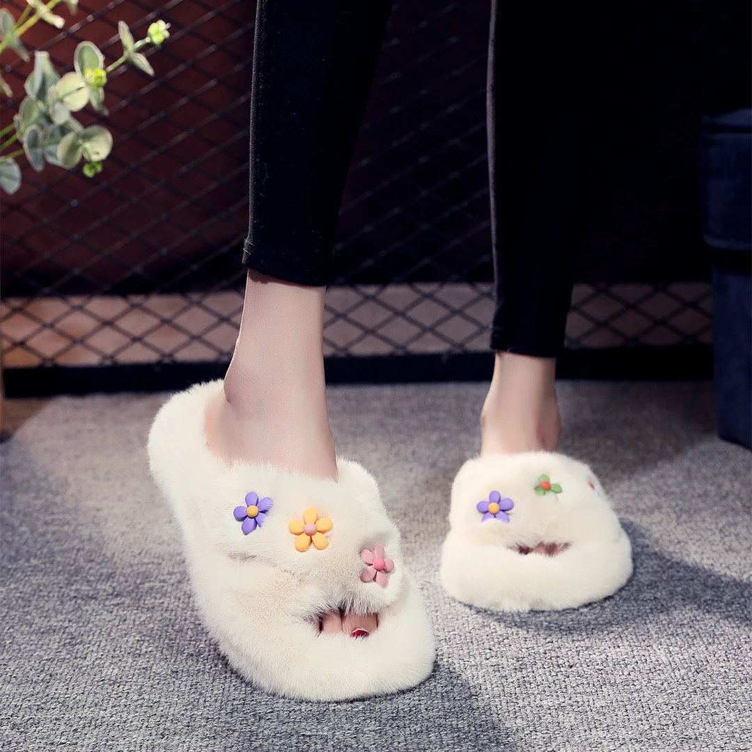冬季室内拖鞋女外穿2025秋冬新款时尚毛毛鞋家用棉拖家居网红鞋子