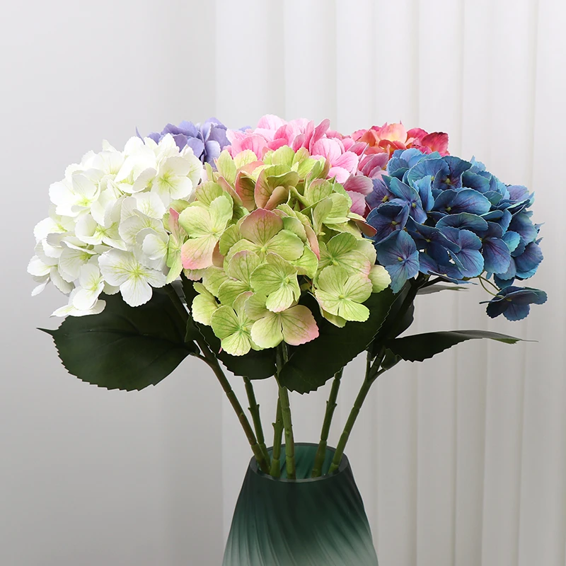 3D手感单支绣球花婚礼花材家居客厅装饰假花仿真花手感绢花绣球花