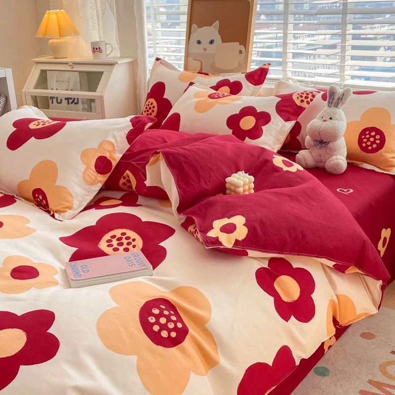 秋冬加厚简约磨毛四件套