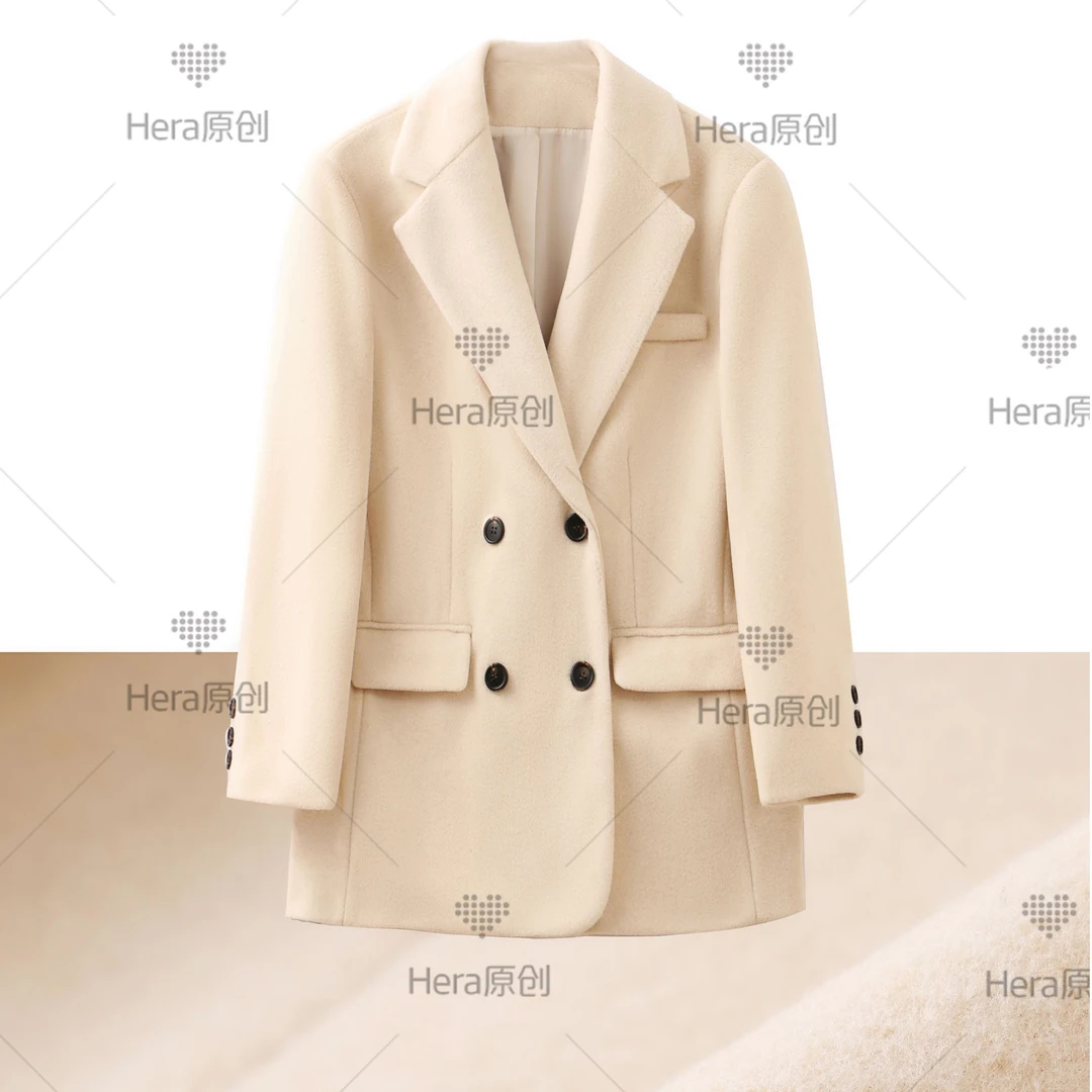 【现货＋运费补贴】毛呢西装百搭中长款宽松气质韩秋冬版小个子9807