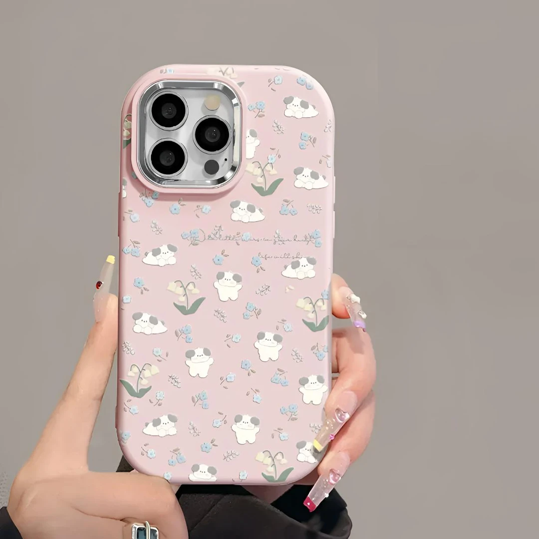 小狗花花适用苹果13手机壳iphone15可爱12防摔14pro半包手机外壳