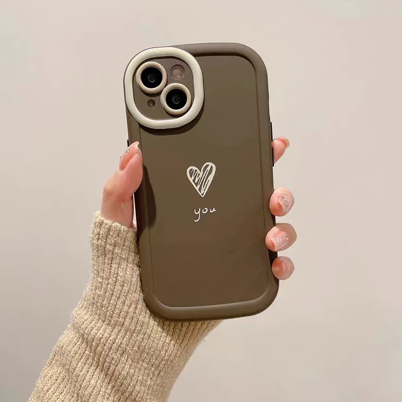 苹果15/13/14手机壳简约iphone12promax爱心11全包x新款ins女软壳