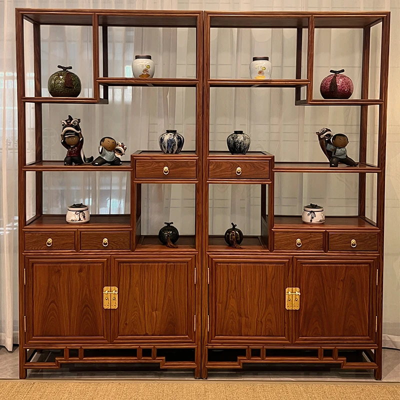 红木家具中式博古架实木多宝阁玄关柜隔厅柜茶叶置物架