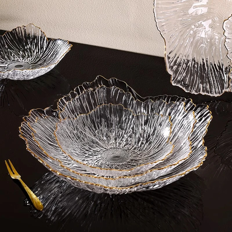 轻奢风高档水果盘花瓣水晶玻璃盘好看高级精致商家用客厅2025新款