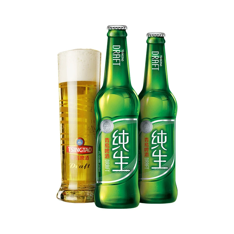 青岛啤酒纯生8度316ml*24瓶整箱发酵过滤酿造浓度精酿保质期