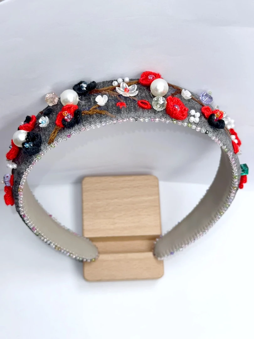 纯手工刺绣DIY发箍珠绣