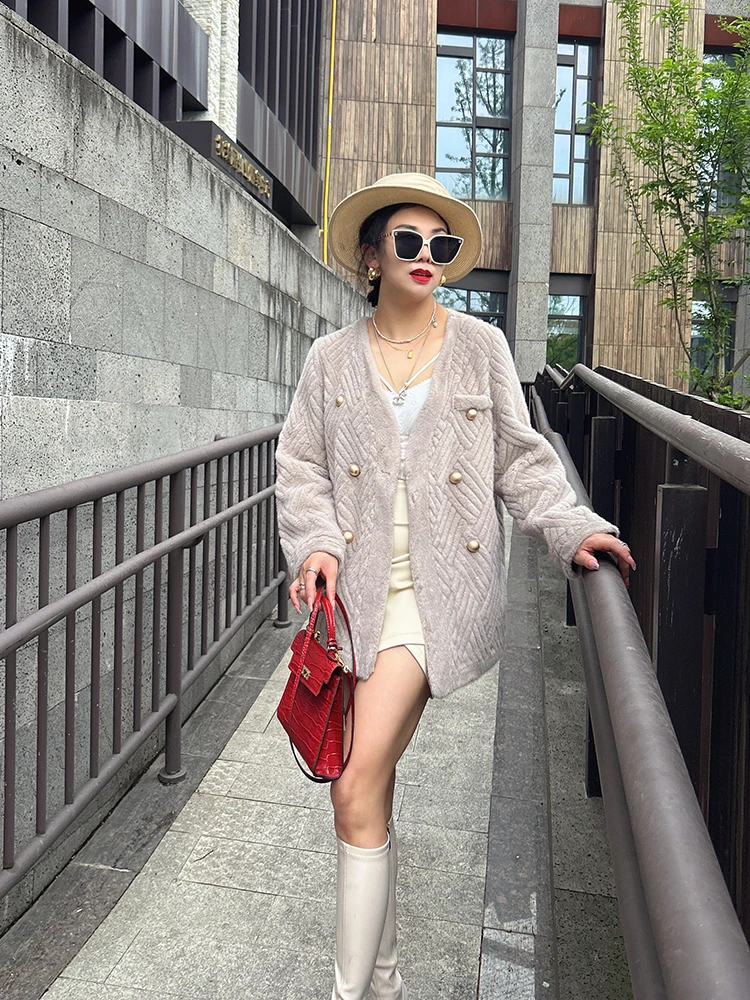 冬季新款海宁设计师高级时尚机车服外套女装拼接休闲