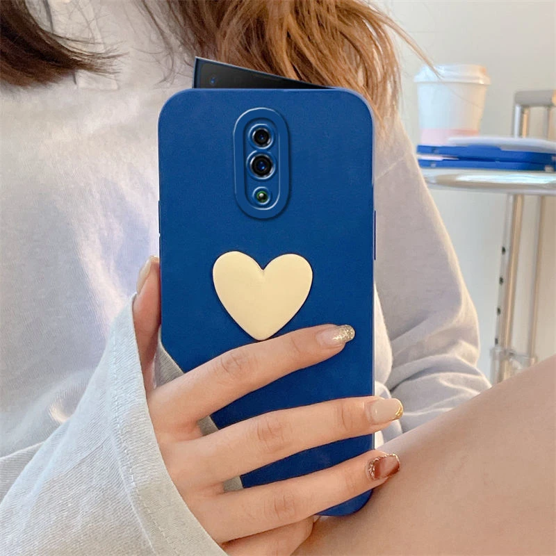 OPPOReno手机壳女款克莱因蓝PCAM00超薄磨砂全包防摔软硅胶套爱心