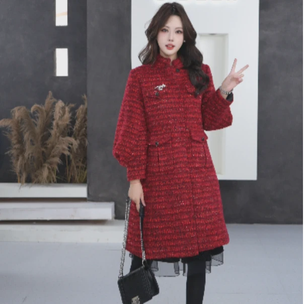 S·DEER气质时尚轻奢毛呢百搭高级休闲女装中长款羽绒服S224Z2428