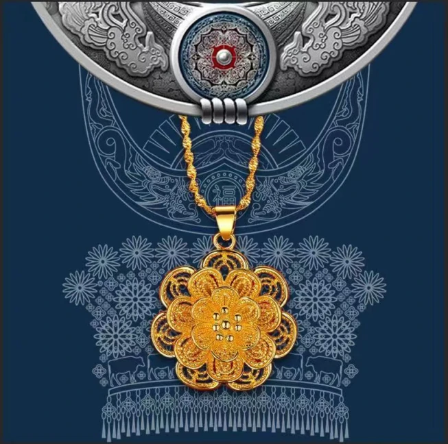 合金项链 长寿花项链