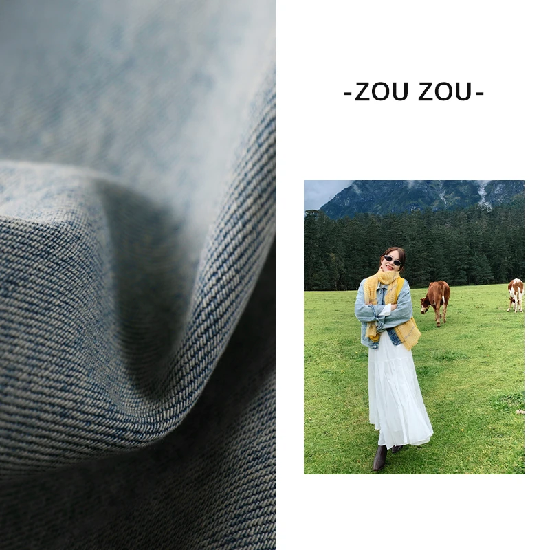 11周年邹邹新品 宽松水洗牛仔外套女2024秋复古炸街设计感上衣