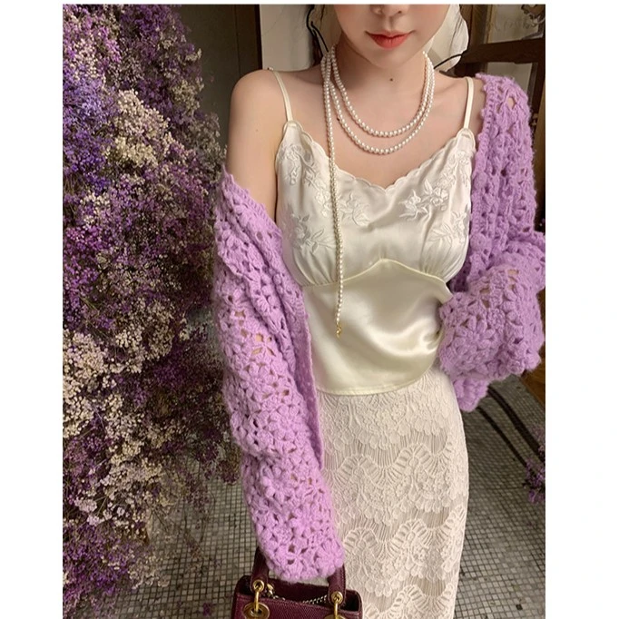 邹邹小个子初早秋高品质醋酸法式吊带背心女缎面显瘦小上衣可外穿