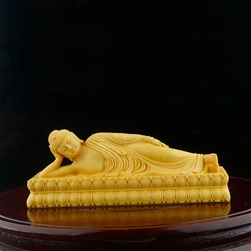 小叶黄杨木雕刻工艺品家居装饰人物佛像摆件释迦牟尼佛卧佛小摆件