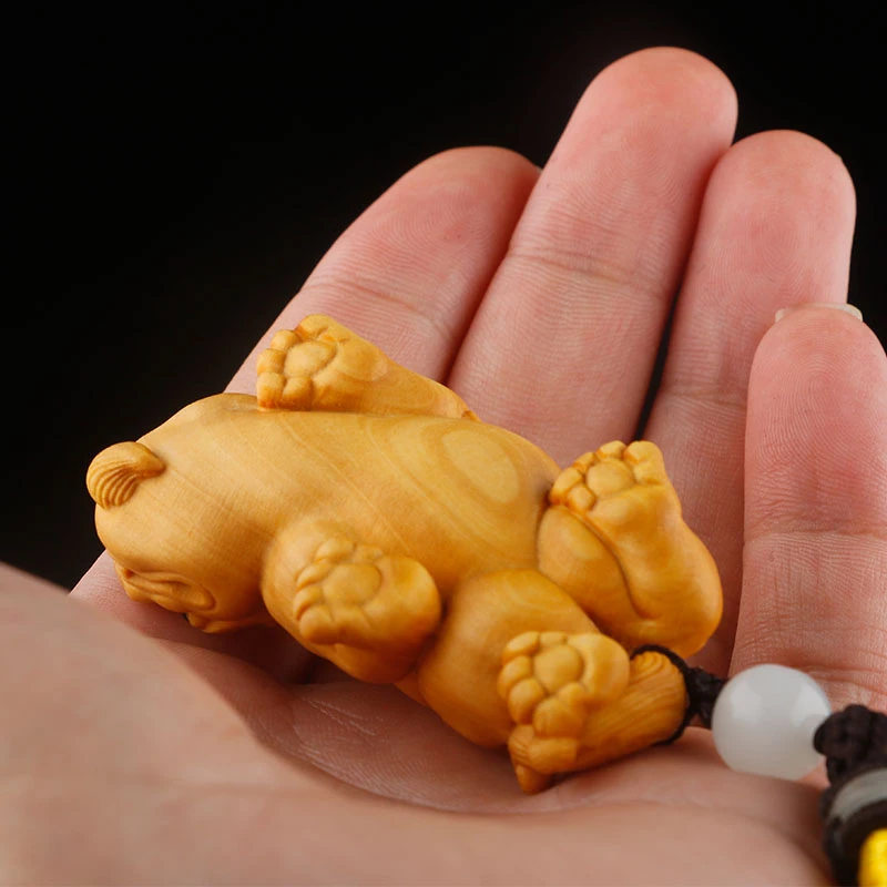 黄杨木雕文玩手把件男士随身把玩挂件雕刻工艺品招财貔貅有求必应