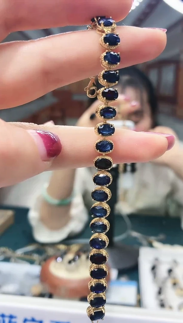 【闪购商品】蓝宝石手链银S925镶嵌一条