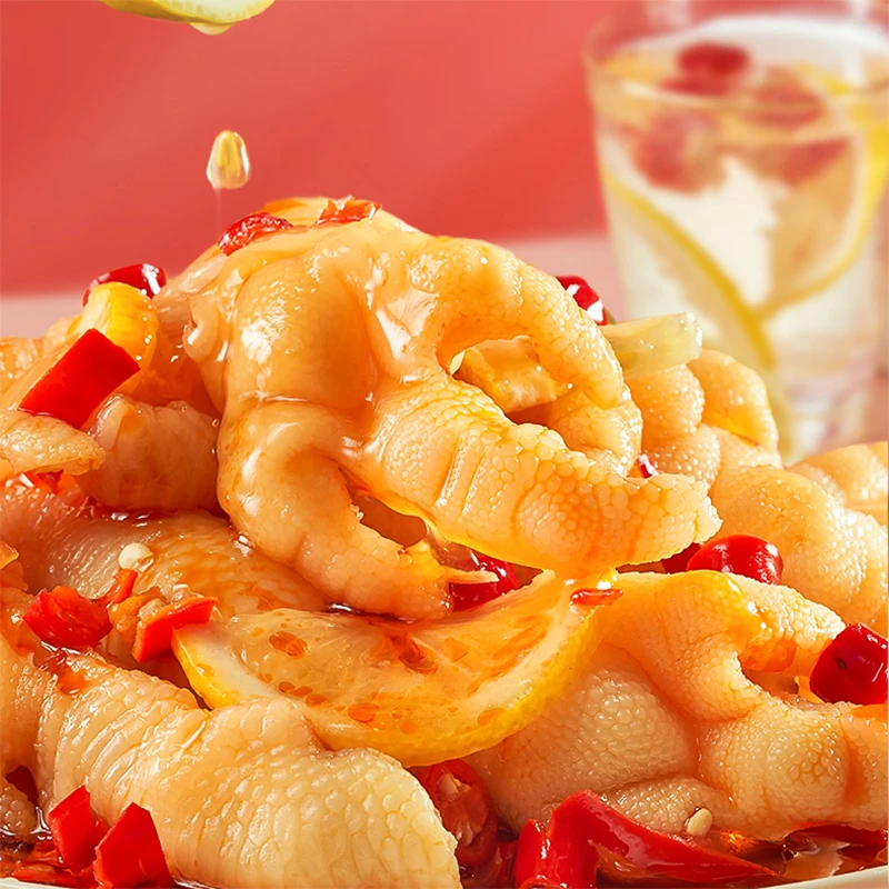 百香果柠檬无骨鸡爪酸辣脱骨泡椒味凤爪即食网红麻辣小吃休闲零食