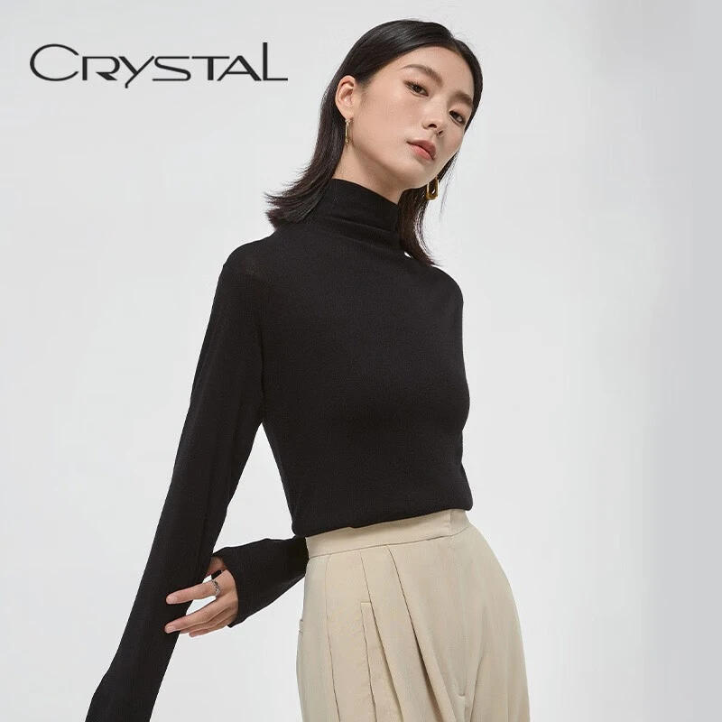 【天丝羊毛】高领堆堆领长袖针织衫莱赛尔时尚修身705