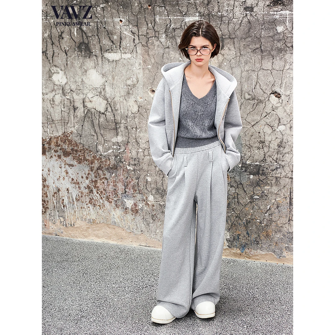 【画界】VAVZ轻盈套装女廓形连帽卫衣外套双腰头卫裤TZ1181