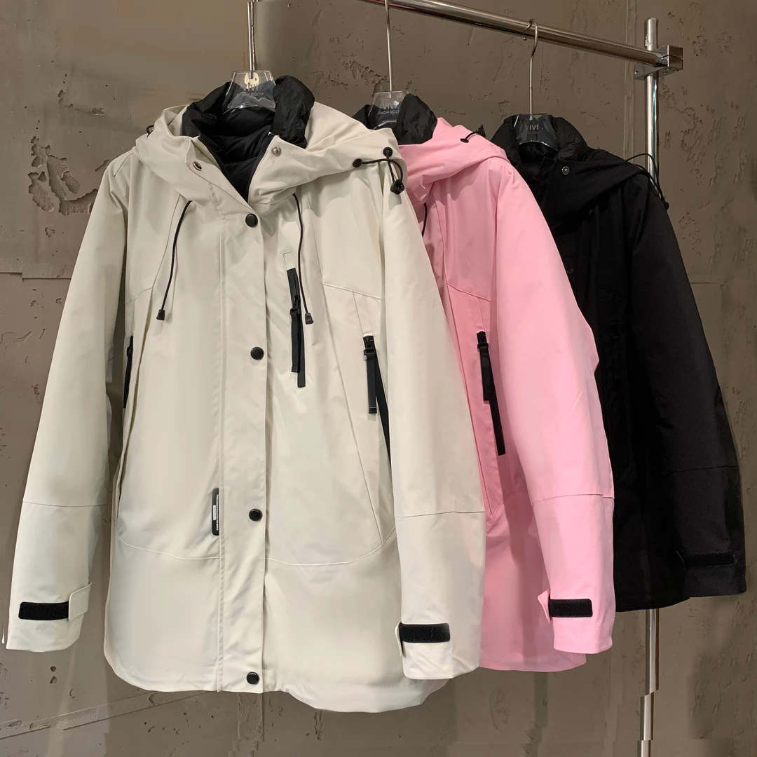 DEZI宝藏衣橱活里活面冲锋款时尚女白鸭羽绒服LS24315