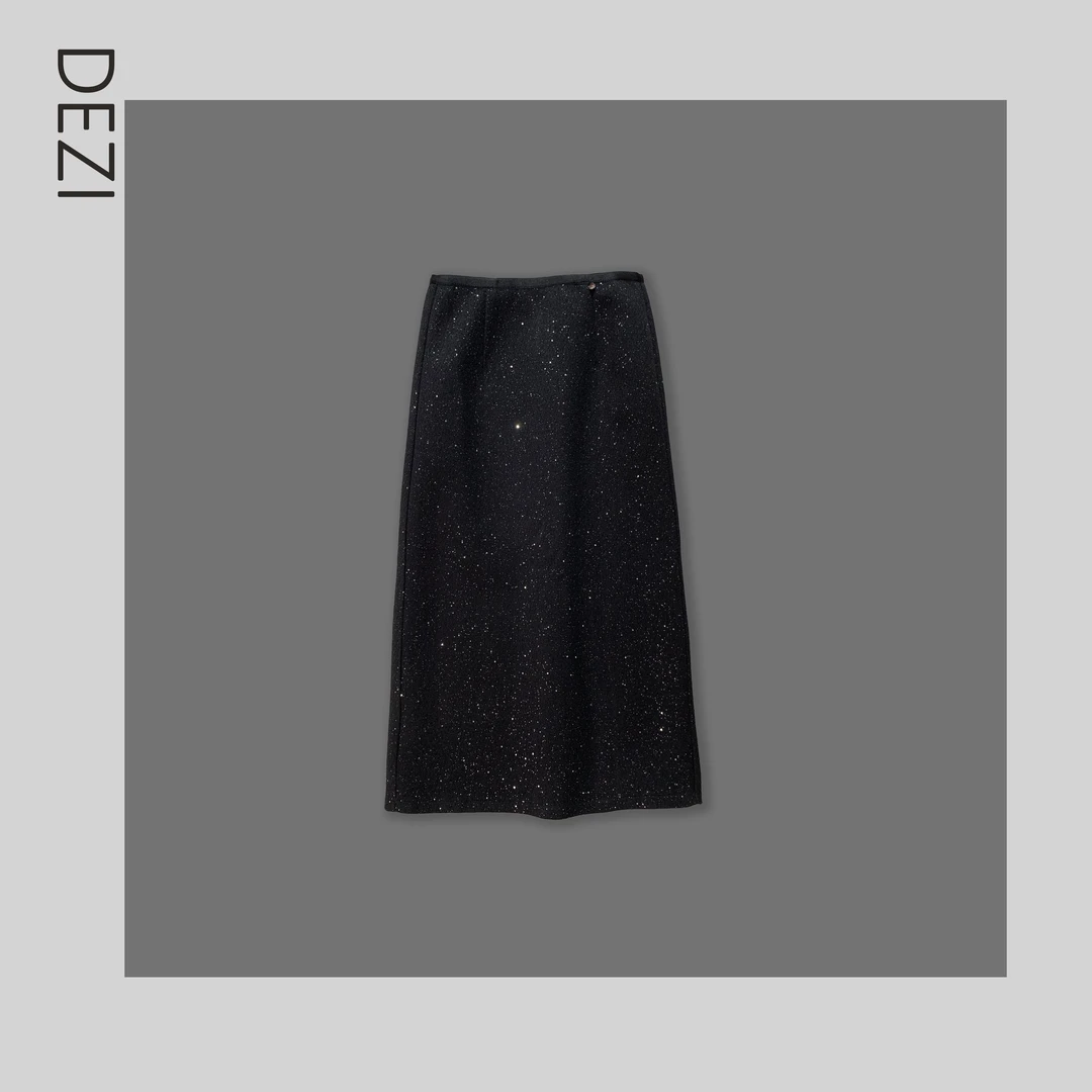 DEZI宝藏衣橱显瘦舒适亮晶晶中长裙百搭女半身裙LS0105088