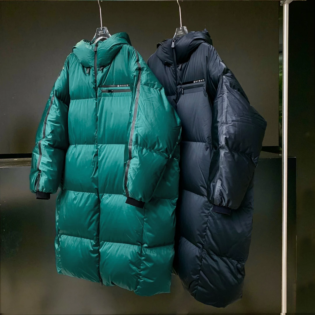 VIVI高端定制冬季时尚保暖百搭宽松长款白鹅绒羽绒服OR075088