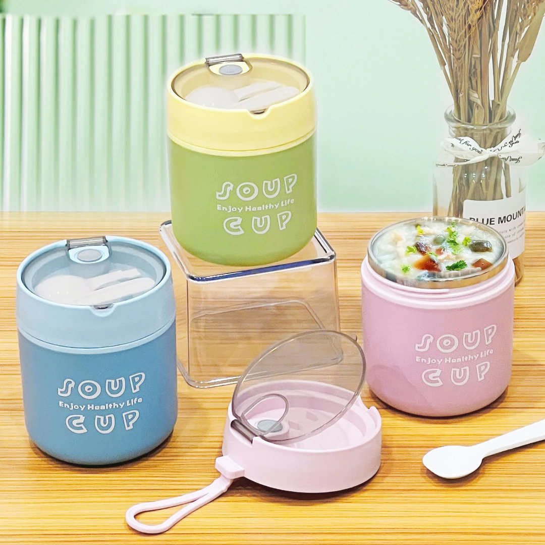 304不锈钢汤杯密封大容量豆浆牛奶早餐杯学生上班族手提便携餐杯