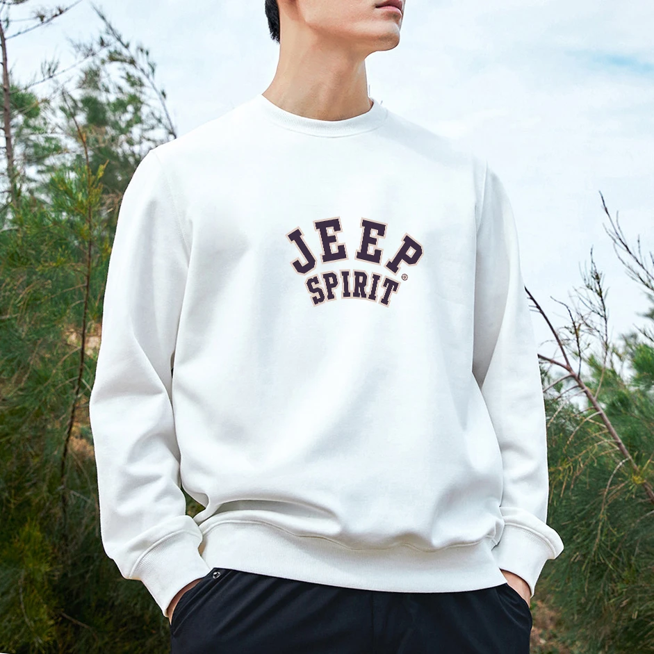 JEEPSPIRIT秋男士多色圆领百搭长袖套头打底大标卫衣8013