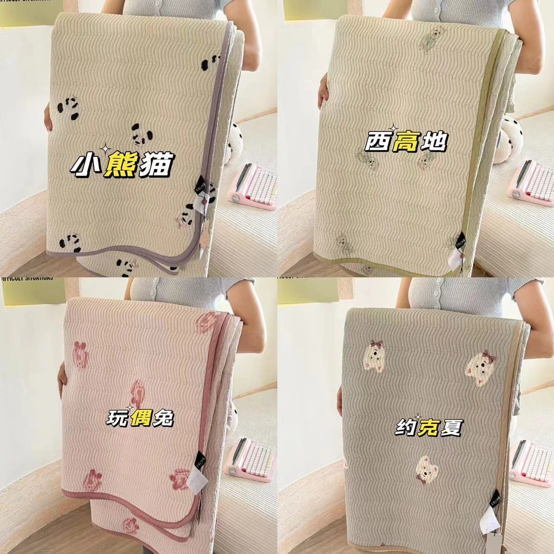 【雅趣】韩国设计师版定制款双面纯棉熊猫床盖三件套大尺寸220*240