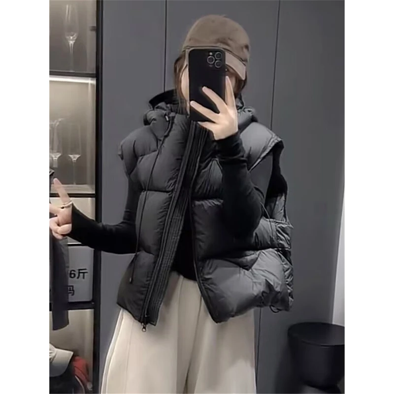 【格儿专属】羽绒马甲女短款连帽冬季新款2024韩宽松高级感背心外套