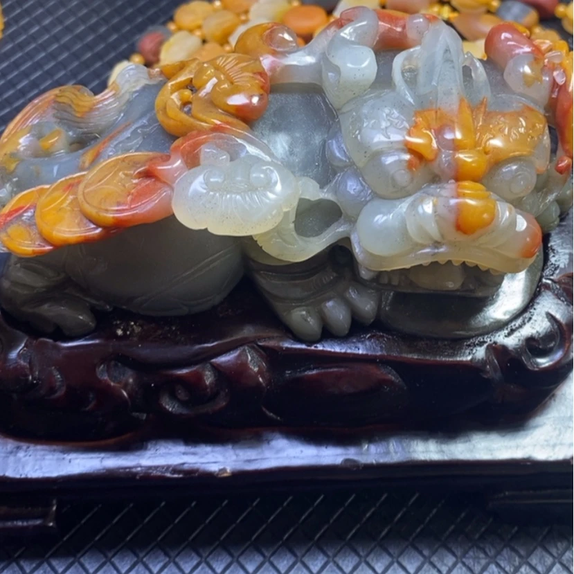 【闪购商品】石英质玉（黄龙玉）摆件合金Z**~