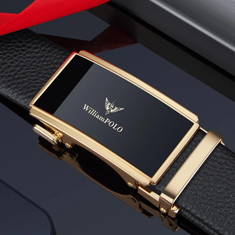 保罗皮带男款真皮正品高档自动扣十大名牌男士腰带年轻纯牛皮裤带