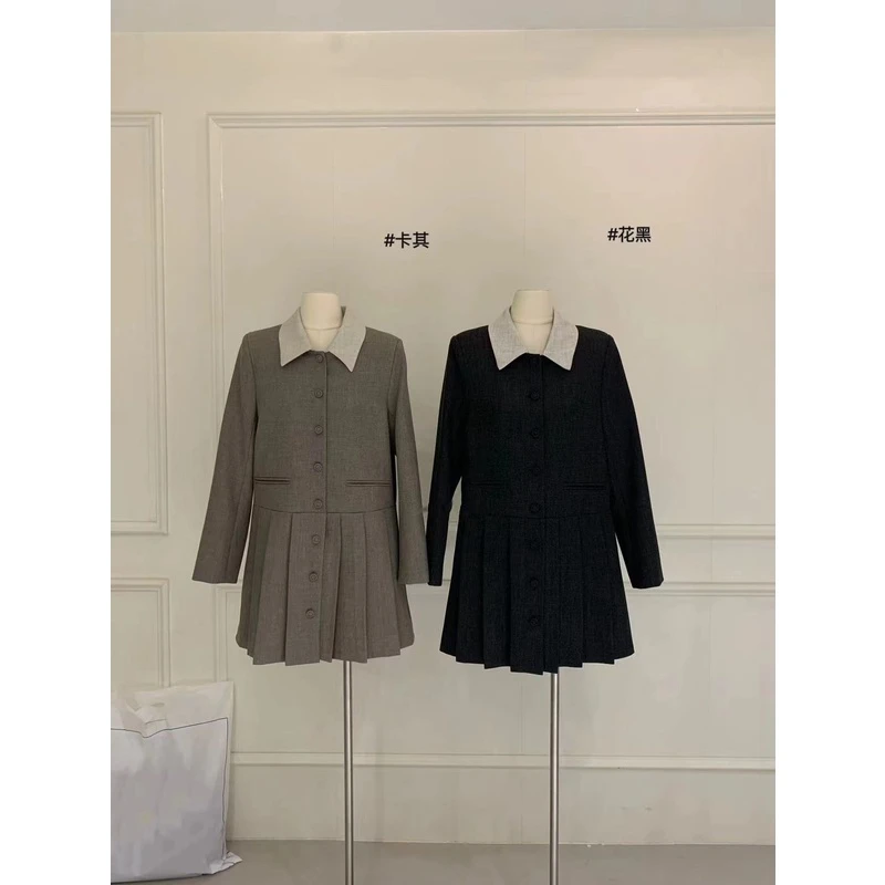 【精致穿搭】韩式Polo领西装连衣裙 3292 真口袋有垫肩扣子可解