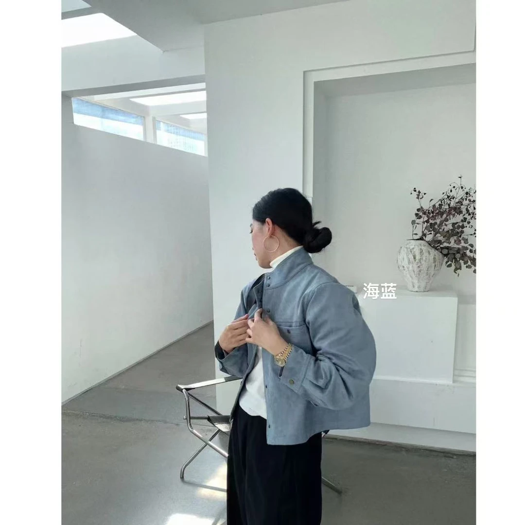 韩版气质宽松绒面夹棉短款夹克外套69083