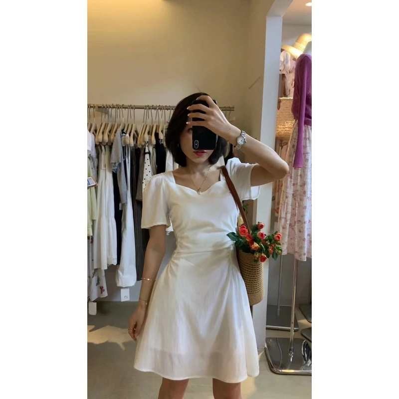 短款有内衬 气质褶皱收腰显瘦连衣裙72613