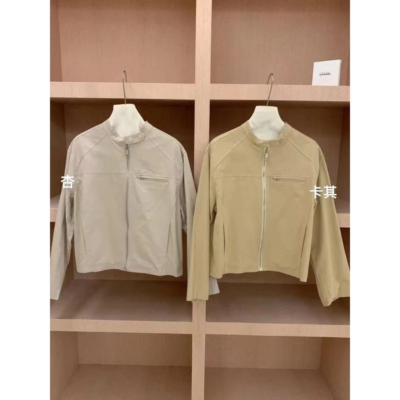 韩版简约百搭立领拉链夹克短款外套262288  衣长55