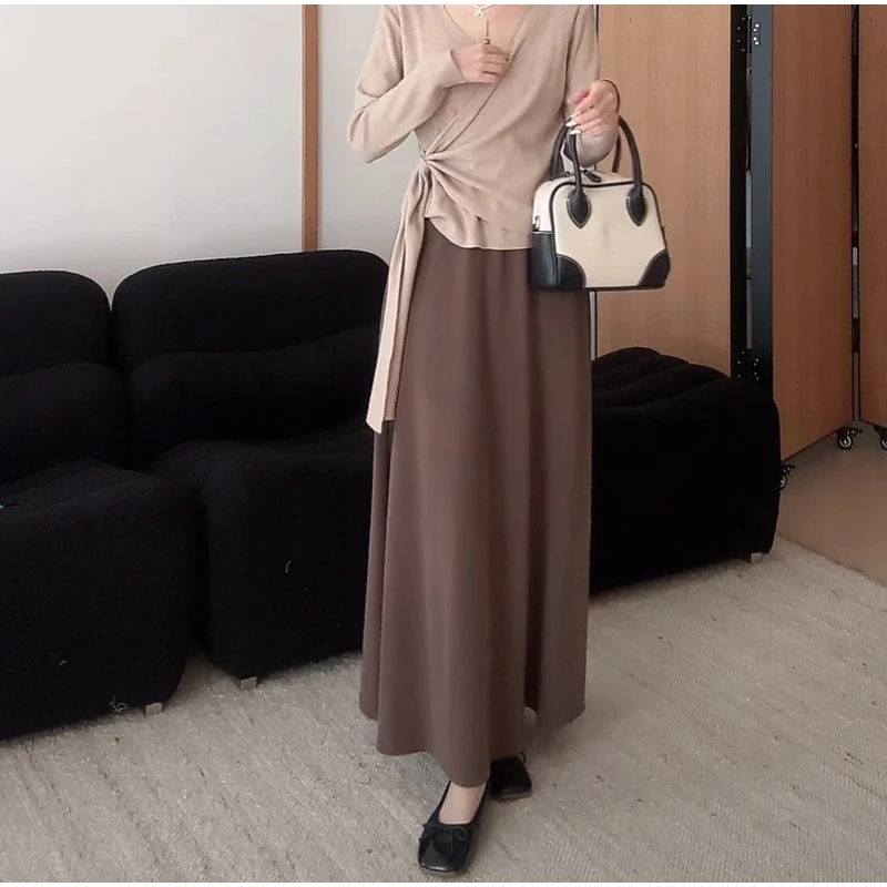 松紧腰 【遛遛裙】韩系百搭垂坠感高腰半身裙10923