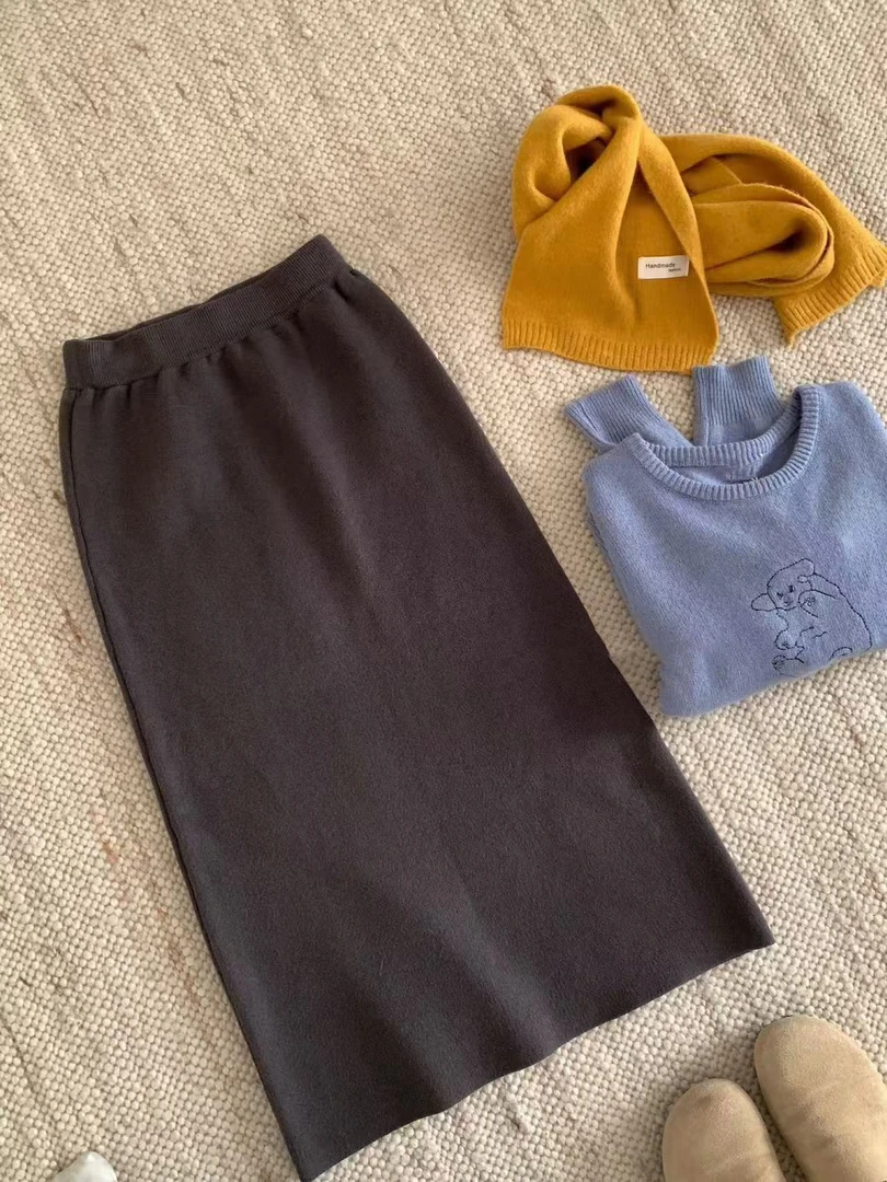 韩系百搭加厚保暖半身裙640742 无开叉裙长86