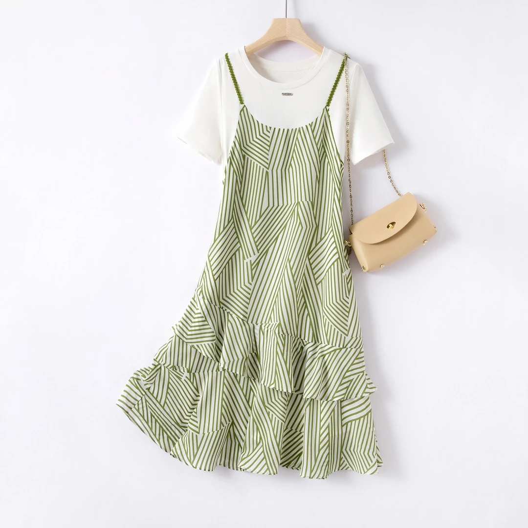 IHIMI/海谧【海草】2025年夏新款气质裙子假两件宽松显瘦女装连衣裙