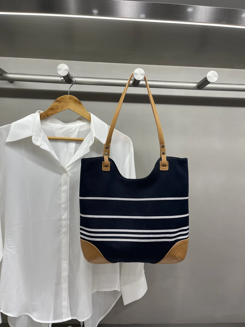 蓝白托特|SELINWEISS托特包时尚百搭女士手提包撞色大容量|8635|Q