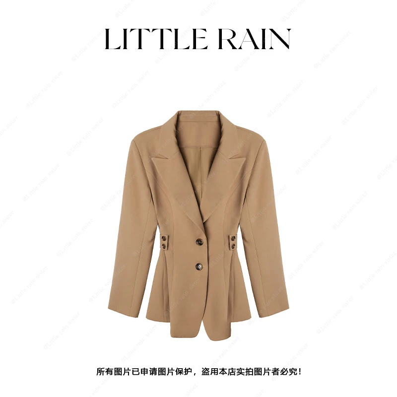 小雨姐姐新款【智秀西装】韩系气质高级感系扣收腰中长款休闲西装