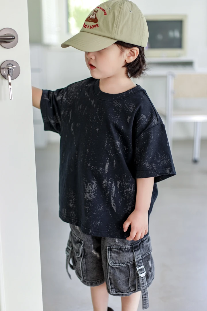 儿童宝宝春夏百搭时尚印花圆领短袖T恤242630男童上衣