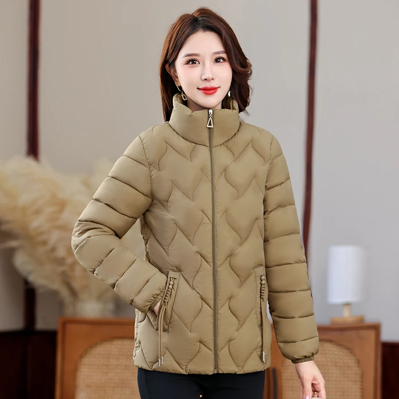 9861A时尚百搭女士保暖立领秋冬季修身显瘦新款新中式防水棉服