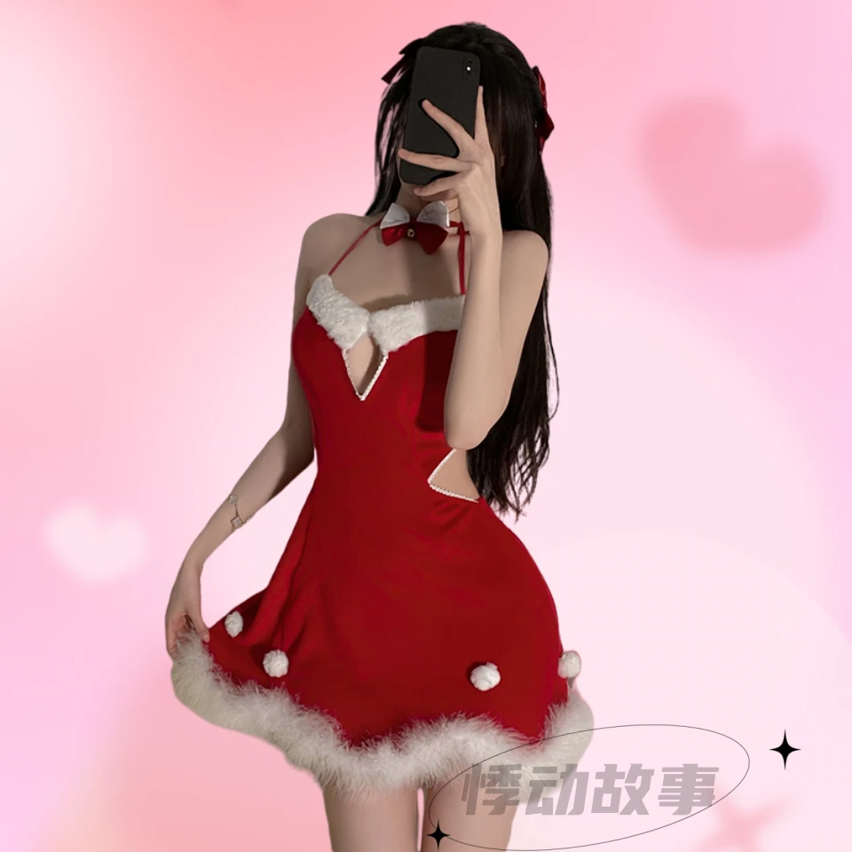 圣诞性感角色扮演热恋睡裙显瘦红色女镂空约会吊带斩男纯欲风睡衣