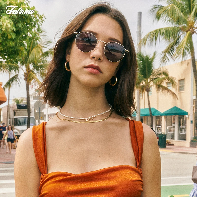 Fakeme（达人专属）热巴刘仁娜同款太阳镜女夏轻奢圆框墨镜女B35T