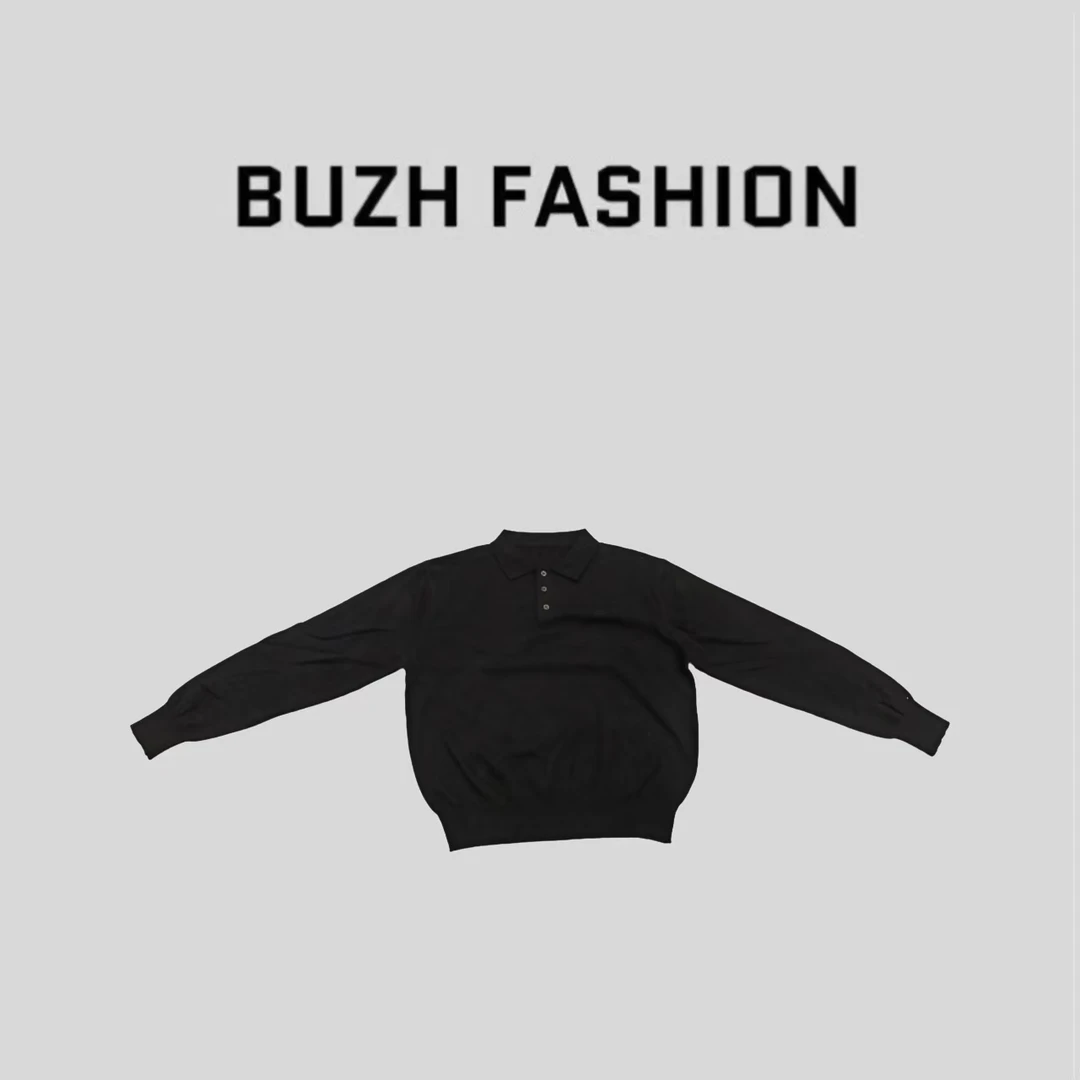 BUZH早秋新款时尚简约高级感长袖针织衫POLO领毛衣