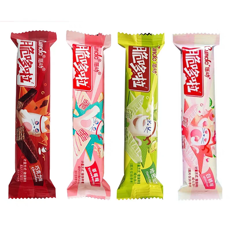 唇动脆哆啦威化饼干夹心巧克力草莓多口味散装独立小包休闲小零食