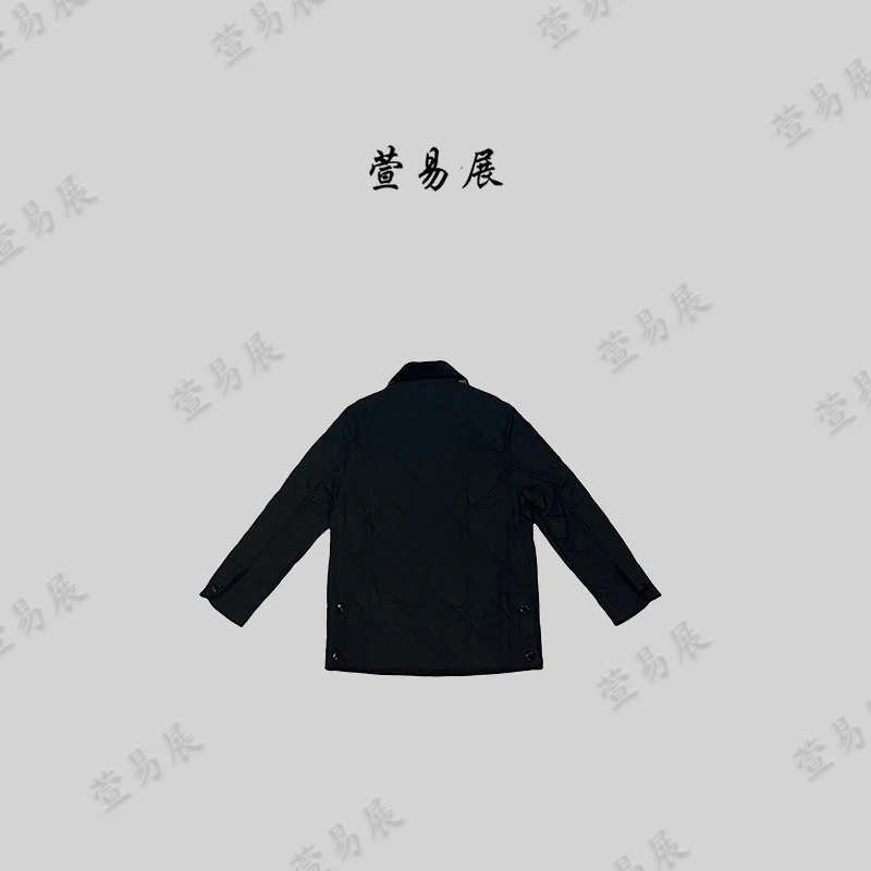 萱易展-白鹅绒-经典设计感翻领菱形格休闲百搭款保暖外套-092501