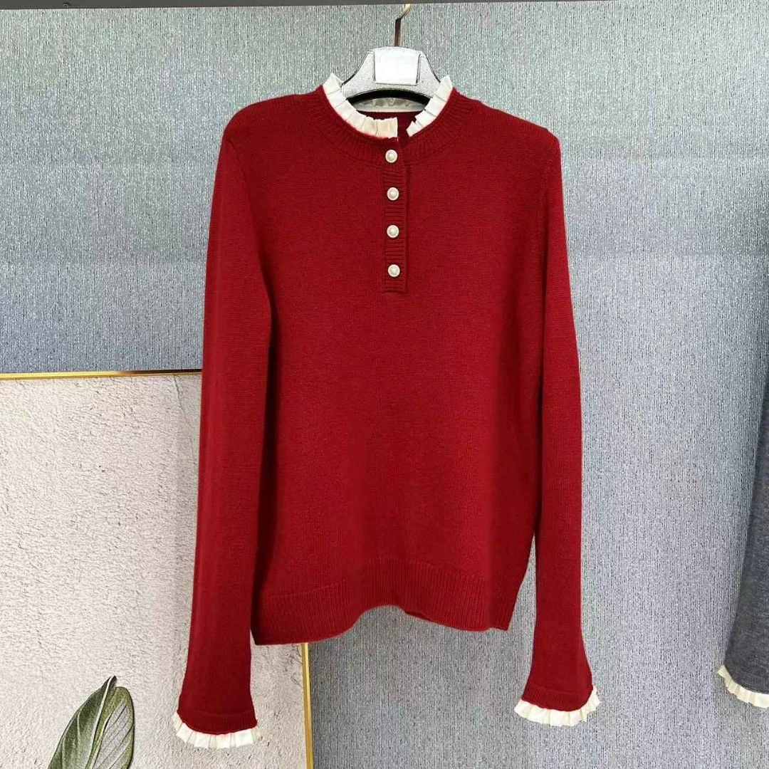 爆款！木耳边半扣女士毛衣