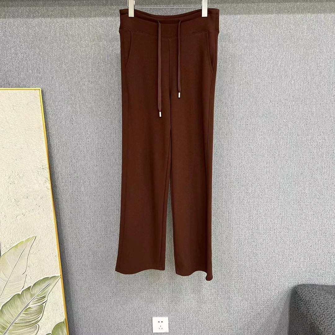 GUMODENG/古摩登爆款！棕红色宽腰抽绳直筒裤